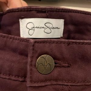 Jessica Simpson Women's High Rise Skinny Ankle Jeans Maroon Size 8